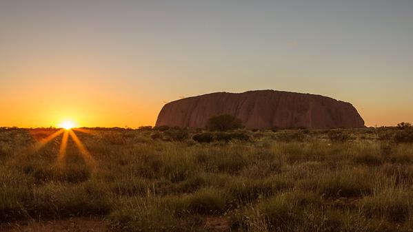 Uluru rock during sunset in Australia