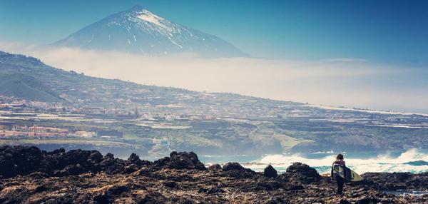 Spain Canary Islands Teide view with snow Landscape