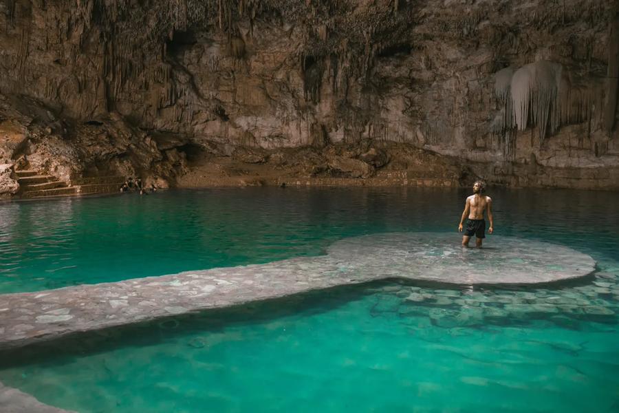 Explore Mexico’s Yucatan Peninsula webbed with rivers flowing underneath your feet to create epic caves and swimming holes