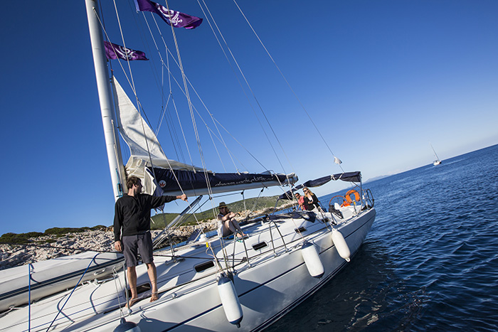 try your hand at the helm or blissfully relax on deck as the water drifts by