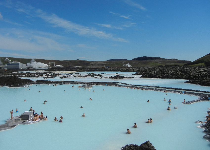 blue geothermal pools